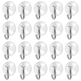 Ouligay 20 Pack Bathroom Shower Suction Cup Hooks for Wall, Loofah Hooks for Shower Heavy Duty Clear Removable and Reusable