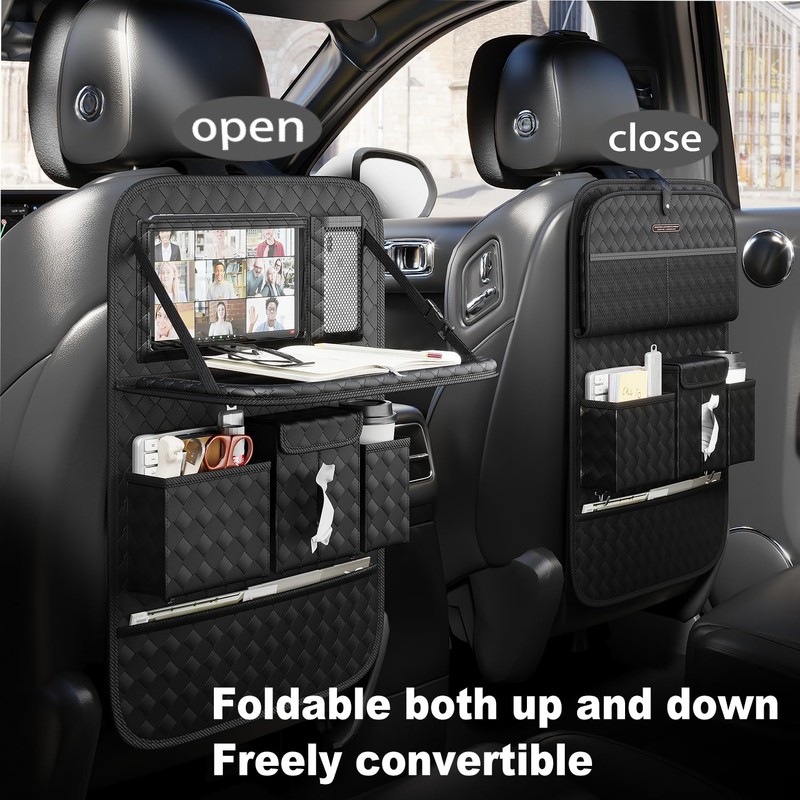 GMQ Back Seat Car Organizer 1 Pack,Backseat Organizer with Tray,Multifunctional