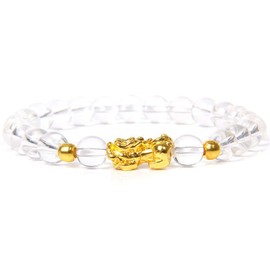 Women's Men's Power Stone, Black, Red, Carved, 18K Gold Plated, Hikuu Pixiu Bracelet, Evil Protection, Money Luck, Natural Stone, Agate, Width 0.3 inches (8 mm), Unisex Fashion Accessory, Stone