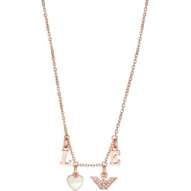 Emporio Armani EGS2955221 Sentimental Necklace for Women, Length: 350 + 70 mm, Charms Size: 6 mm Rose Gold Stainless Steel Necklace, Stainless Steel Stainless steel Mop, No Gemstone