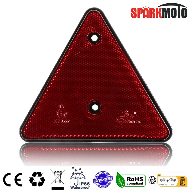 SPARKMOTO Triangle Reflector, Trailer Triangle Reflector, Trailer Triangle Reflector, Red