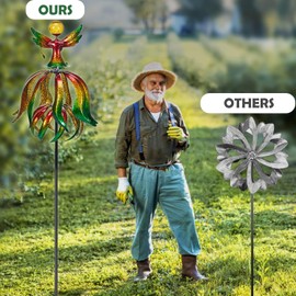 Kircust Wind Spinners for Yard and Garden, Fairy Wind Sculptures & Spinners with LED Lighting Solar Powered Glass Ball, 360 Swivel Metal Tulip Wind Mills for Outdoor Yard Lawn Patio Decorations