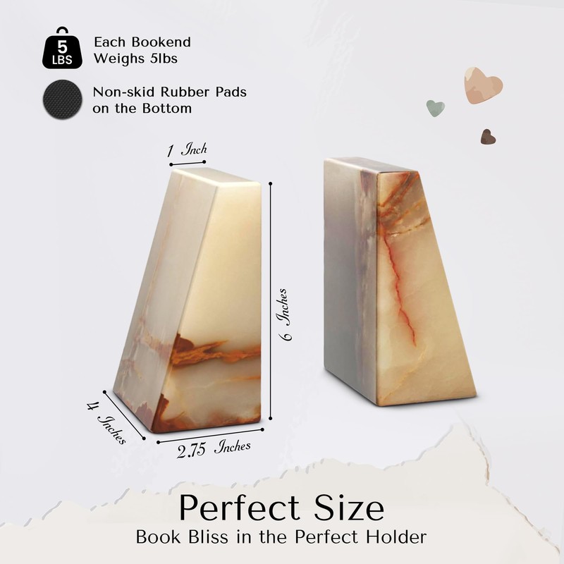 Modern Wedge Marble Bookends (Light Green Onyx)