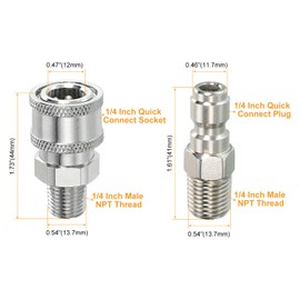 PATIKIL High Pressure Washer Ball Valve Kit, Stainless Steel Washer Hose with Tapes 1/4 Inch Quick Connect for Power Washer Hose, 4500 PSI Pressure