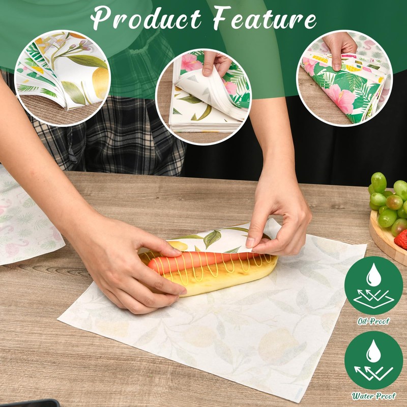 Reallnaive 960 Pcs Summer Theme Wax Paper Sheets 12 x