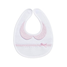 Filet - Bib with collar, ideal product for newborns and toddlers, made entirely of cotton with an Aida insert for embroidery, 100% made in Italy, White and rose