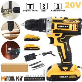 MiTool Kit 20V Electric Drill Cordless Fast Screwdriver Set Power Tool 2 Battery&Charge