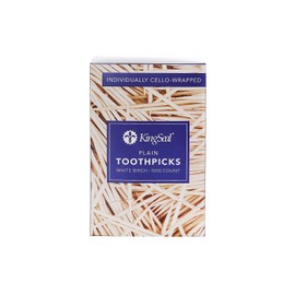 4,000 Count | KingSeal Birch Wood Toothpicks, Individually Cello Wrapped, Plain, Unflavored, 2.5 Inch Length, Bulk Pack - 4 Boxes x 1000