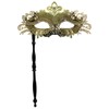 WILOVCOS Womens Masquerade Mask with Stick, Handheld Mardi Gras Mask,Venetian