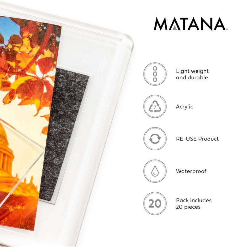 MATANA Fridge Magnets 7 x 5 cm Transparent Blank Magnetic