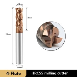 ZZBD-CT Carbide Square End Mills-4 Flute TiSiN Coated,for Milling Alloy Steels, Hardened Steel, Metal etc.1 Pcs D10*75mm