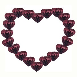 Heart Decorations 20pcs Honeycomb Ball Paper Heart Decorative-Hanging-Ornaments Decorations for Valentine's Day Engagement Wedding Birthday (Burgundy, 4in-20pcs)