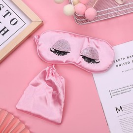Pink Eye Mask for Sleeping, Satin Blindfold Silk Sleep Mask Smooth Soft Breathable Travel Eye Cover Eyeshade with Elastic Strap for Women and Girls, Sleep Masks