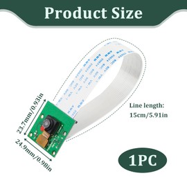 Camera for Raspberry Pi, Compatible with Raspberry Pi Models 3 B, 2, 1, Full HD 1080p Video, 5MP Photography 2592 x 1944 Pixels, Includes 15 cm Ribbon Cable, Ideal for DIY Projects and Educational