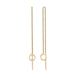 Elli Minimal Basic Women's Pull-Through Circle Earrings Made of 925 Sterling Silver Gold-Plated, Sterling Silver, None