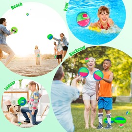 INPODAK Toss and Catch Ball Set,Garden Games for Kids 8-12 Years,Children Bat Balls Catcher Set,Outdoor Sand Beach Toys for Kids Age 3 4 5 6 7 8 Years old(4 Balls, 4 Paddles)