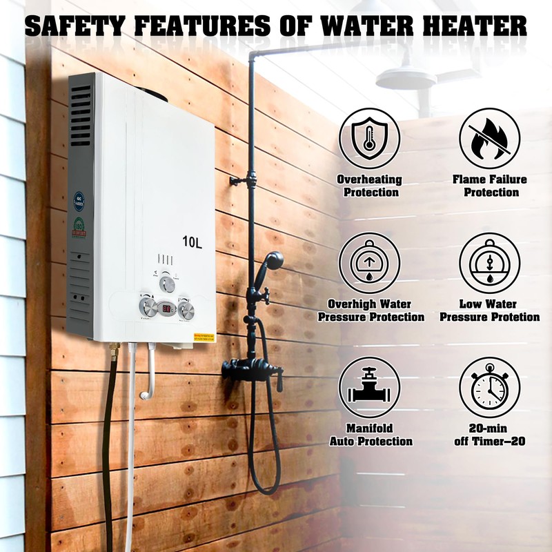 TENGCHANG 10L 2.6 GPM LPG Gas Propane Instant Tankless Hot