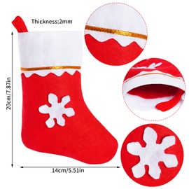 Jmkcoz 20 Pack Red Felt Christmas Stockings Mini Christmas Stockings Snowflake Tableware Holders Fireplace Hanging Stockings Gift Socks for Christmas Tree Home Decor Holiday Party Favors