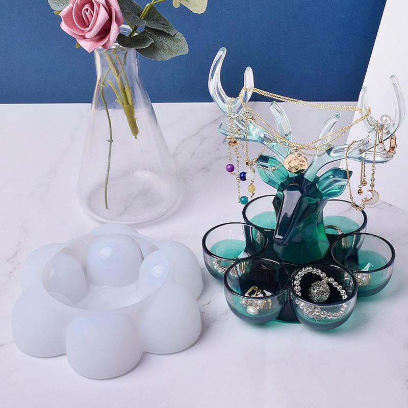 2 Pieces Silicone Jewelry Display Stand Epoxy Resin Mold, Deer