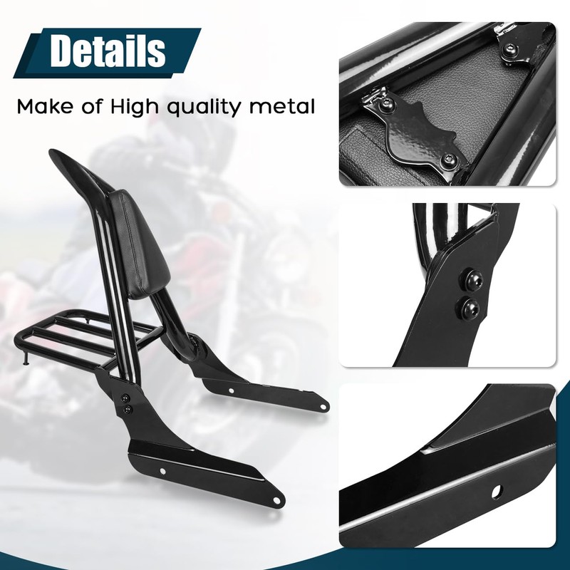 DSISIMO Motorcycle Passenger Backrest Sissy Bar with Luggage Rack Compatible