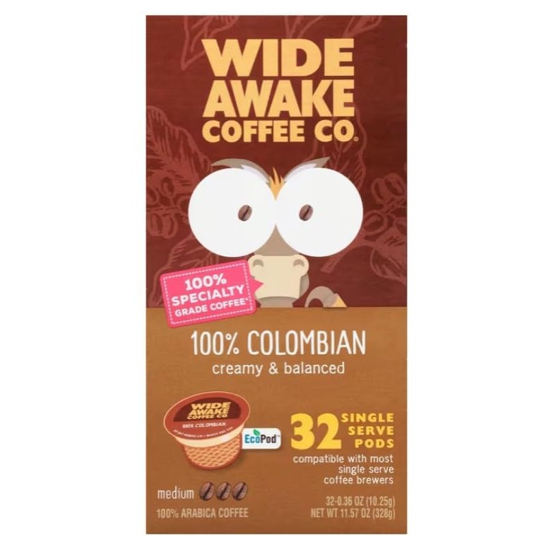 (Pack of 1) Wide Awake Coffee 100% Columbian Coffee Single