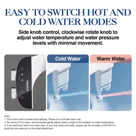 ANNWA Bidet Attachment for Toilet Seat Non-Electric Bidet Hot and Cold Water Bidet Attachment Toilet Adjustable Water Temperature​ Posterior/Feminine Wash Dual Retractable Nozzle Self-Cleaning(TT18N)