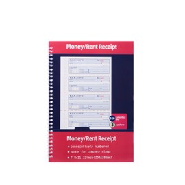 Money Rent Receipt Book,7.9x11.22 Inches 3 Part Carbonless,Receipt Book with Carbon Copies,Cash Receipt Book,100 Sets per Book