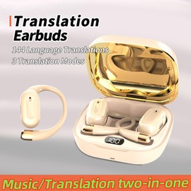 Voice Translator Earbuds, Real-time Translation in 144 Languages with Bluetooth and App, Instant Online Voice Translation with 3 Modes for Travel, Business Learning, for Android