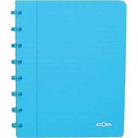 Atoma - A5 notebook with rings - lined 8 mm with margin - 72 removable sheets (144 pages) - recyclable polypropylene cover - transparent turquoise