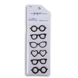 Black Glasses Stickers - Embellishments for Crafting, Scrapbooking and More - 6 Pieces