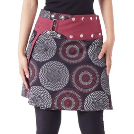 PUREWONDER SK172 Women's Wrap Skirt Cotton Skirt with Pocket, black