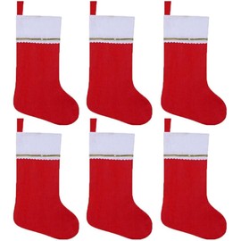 Thsinde Red Felt Christmas Stockings, 6 Pcs 8.3" Party Favors Stockings for Xmas Decoration, Fireplace Hanging Christmas Decorations