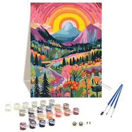 wonloong Paint by Numbers Kit for Adults Beginner Landscape, Mountain Acrylic Adult Paint by Number Kits on Canvas, Sun Scenery Digital Oil Number Painting Kits for Home Decor Gift 16"x20"