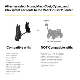 Infant Car Seat Adapter for Veer Cruiser (Nuna, Cybex, Maxi-COSI) | Fits Veer Cruiser 2 Seater