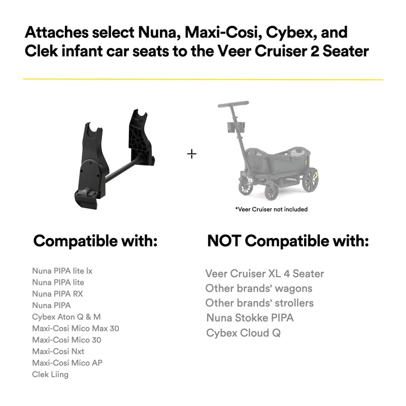 Infant Car Seat Adapter for Veer Cruiser (Nuna, Cybex, Maxi-COSI)