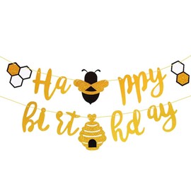 PRETYZOOM Honey Bee Themed Banner Birthday Party String Flags Decoration Party Garland Festival Favors