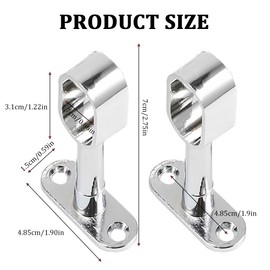 Pack of 2 Oval Wardrobe Rails, 17 x 31 mm, Chrome-Plated Steel, Side Wall Cupboard Pipe Bearing, Wall Mounting & Centre Support for Ceiling Mounting, Wardrobe Rail Extendable