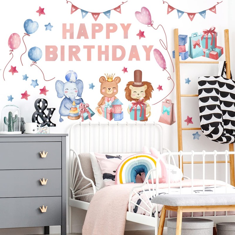 Fujitoya M0429 Wall Sticker Animals Birthday Balloons Kids Room Baby