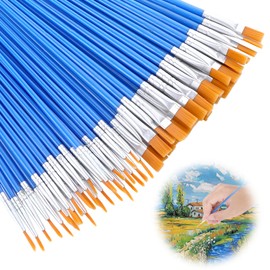 60 Pieces Brush Set School Brush Set School 1st Class Bristle Brush Set Acrylic Paint Brush School Brushes Fine Brush Painting Brush Flat Brush for Acrylic Paints Acrylic Brushes Acrylic Brushes