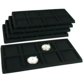 FindingKing 5 Black 8 Slot Pocket Watch Jewelry Display Case Tray Inserts