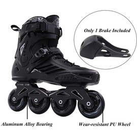 LIKU Black Professional Inline Skates Unisex (Men 10.5,Women 11.5)