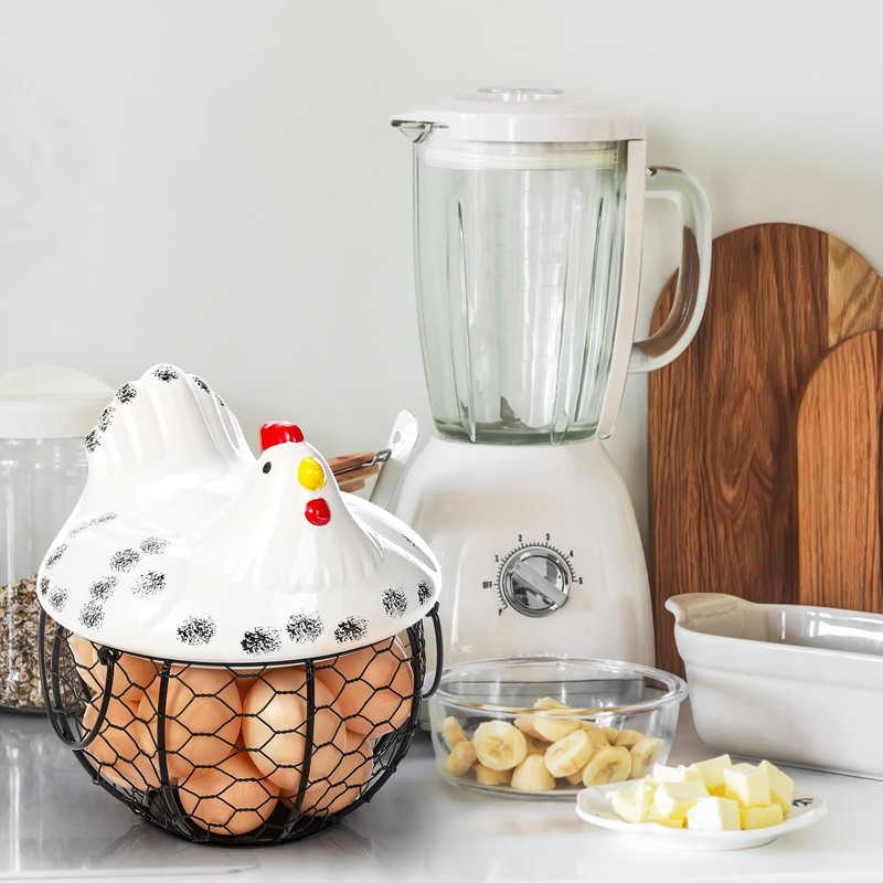 AVLA Chicken Egg Basket, Black Wire Egg Collection Baskes with