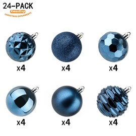 XmasExp 60mm/2.36" Christmas Ball Ornaments Shatterproof Christmas Ornaments Set Decorations for Xmas Tree Balls - 24ct (2.36'', Blue)