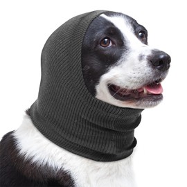 Lelepet Dog Snood Ear Muffs Noise Protection Dog Ear Defenders for Dogs Ear Wrap for Dogs Pet Neck and Ears Warmer Hood Headwear Ear Cover for Fireworks Anxiety Relief Dog Calming Headband, Grey S