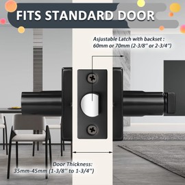 Probrico (3 Pack Privacy Lever Black Door Handle Lock Keyless Square Locking Lever for Bedroom or Bathroom with Matte Black Finish, for Right & Left Side Door Lock