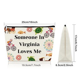 Sazuwu Virginia Gifts for Women Makeup Bag Long Distance Relationship Gifts for Her Funny Girlfriend Gifts from Boyfriend Cosmetic Bag Virginia Beach Souvenirs Present Travel Pouch