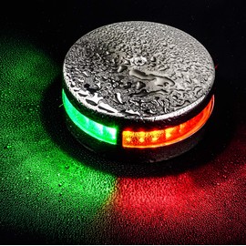 Young Marine 2-NM Deck Mount, Stainless Steel, Bi-Color Bow Light Red and Green LED for Boat Pontoon Yacht Skeeter, DC 10-30V