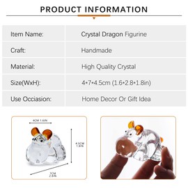 HDCRYSTALGIFTS 2.8 Inch Crystal Hippo Figurine Collectible Hippo Statues Glass Art Animal World Paperweight Ornament Creative Decoration Gift for Animal Lovers