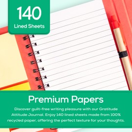 PUZZLED2020 Gratitude Attitude Journal with Meditation Music, Pen, Pad, Sticky Notes, Color Tabs & Stickers. A great gift to encourage positive thoughts and overall mental wellness. (Natural, Unisex)