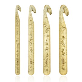 4pcs Crystal Crochet Kit Crochet Hook with Ergonomic Handle Scarf Yarn Knitting Thick Yarn Knitting Tool Accessories Suitable for Beginners Thick Yarn Knitting (12mm, 15mm, 18mm, 20mm)